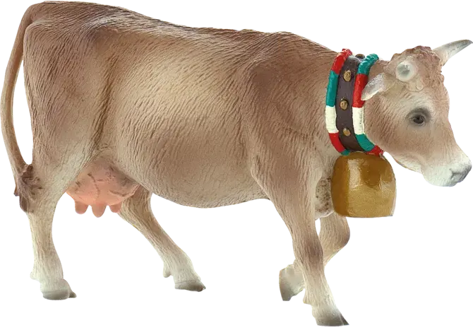 Alpenkuh Bullyland Figur 62633 – Lara, 12 cm, handbemalt, Schwarz-Weiß mit braunen Akzenten