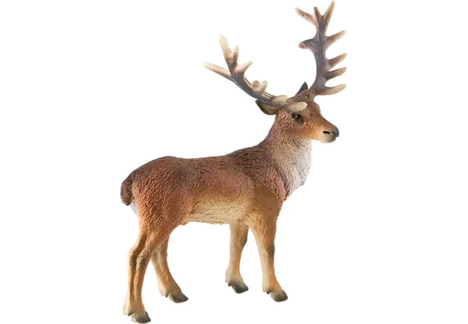 Rothirsch Figur Bullyland 64433 – 12 cm Spieltier mit Geweih, seitliche Ansicht