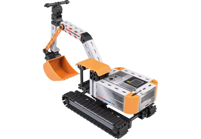 Fischertechnik Kettenbagger 576104 mit beweglichem Arm und Schaufel, 28 cm lang