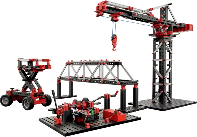 Fischertechnik Maschinenbau Set mit E-Motor und 30 Modellen

