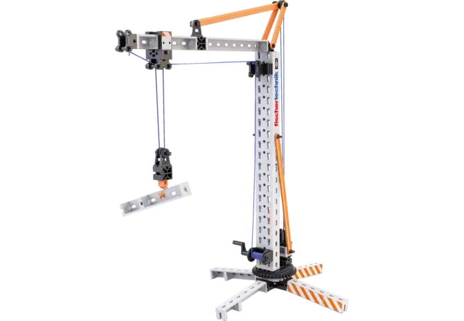 Fischertechnik Turmkran Bausatz 576103 – drehbarer Kran mit Hebewerk für Kinder