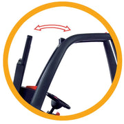 BIG Gabelstapler Linde mit Hupe – Detailansicht Lenkrad mit Hupe