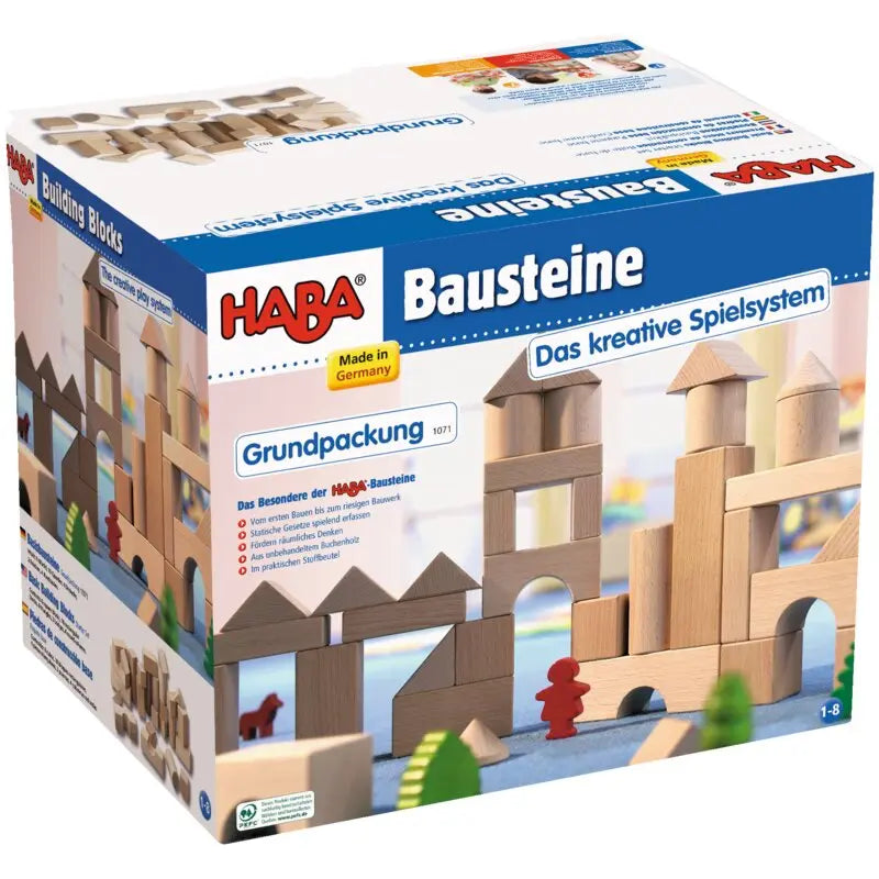 Holzbausteine in 5 verschiedenen Formen, HABA Natur Grundpackung