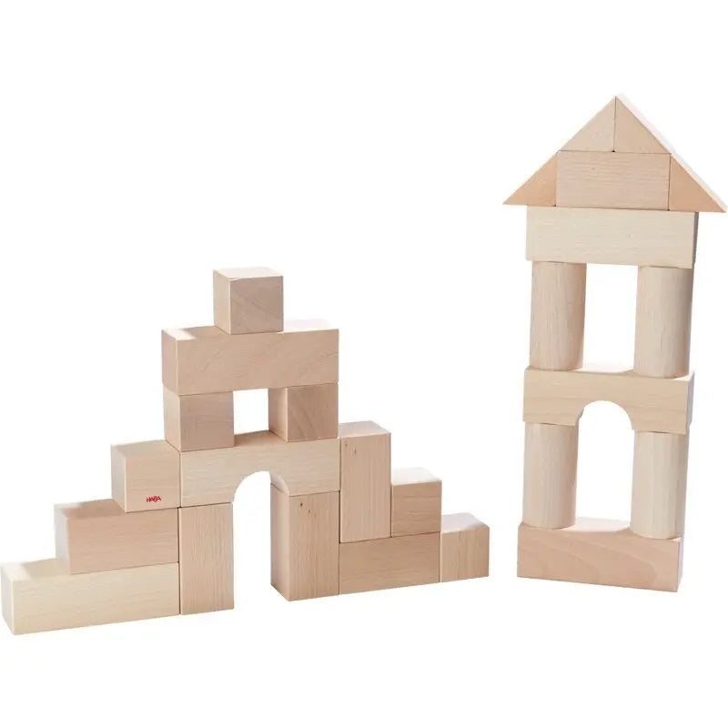 HABA Basis-Bausteine Natur Grundpackung – 26 Holzbausteine aus Buchenholz