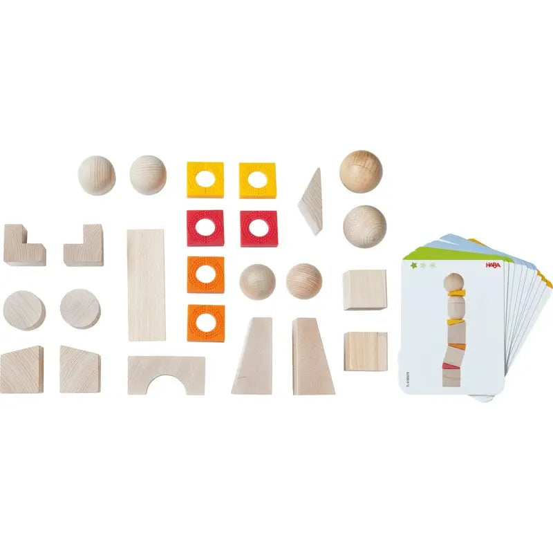 HABA Kreativbausteine TüftelTürme mit Kugel-Kick – vollständiges Set mit Bausteinen und Kugeln