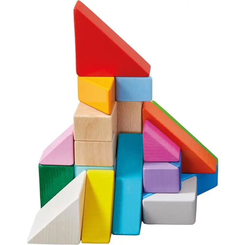 HABA Kreativbausteine Tangram-Set mit 21 bunten Holzbausteinen und Vorlagekarten