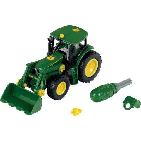 John Deere Traktor 6215R mit Frontlader Bauset 1:24 – fertig montiertes Modell seitlich