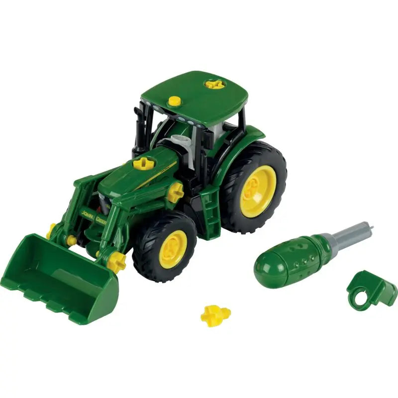 John Deere Traktor 6215R mit Frontlader Bauset 1:24 – fertig montiertes Modell seitlich