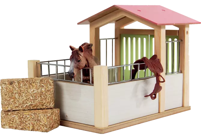 Kids Globe einzelne Pferdebox im Maßstab 1:32 für Reiterhof-Spielwelten
