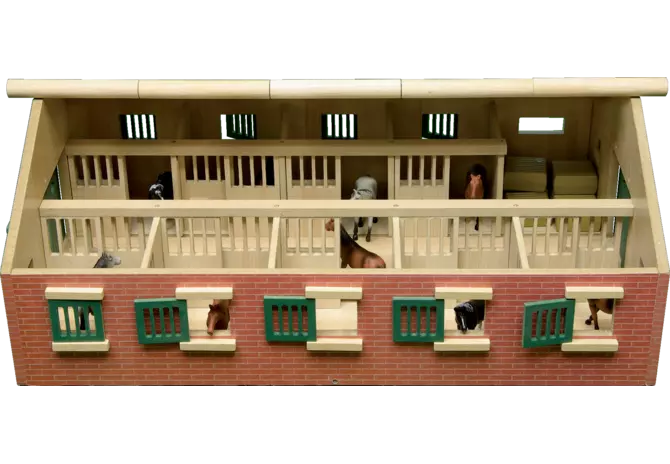 Kids Globe Pferdestall mit 9 Boxen im Maßstab 1:32, Stallgebäude ohne Inhalt

