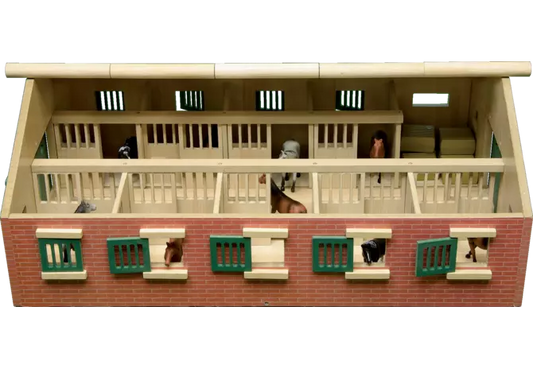 Kids Globe Pferdestall mit 9 Boxen im Maßstab 1:32, Stallgebäude ohne Inhalt
