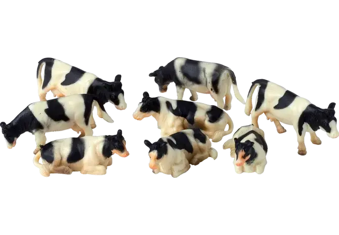 Bullyland Kuh-Figurenset Schwarz Weiß 1:87 – 8 detailreiche Kuh-Figuren im Set