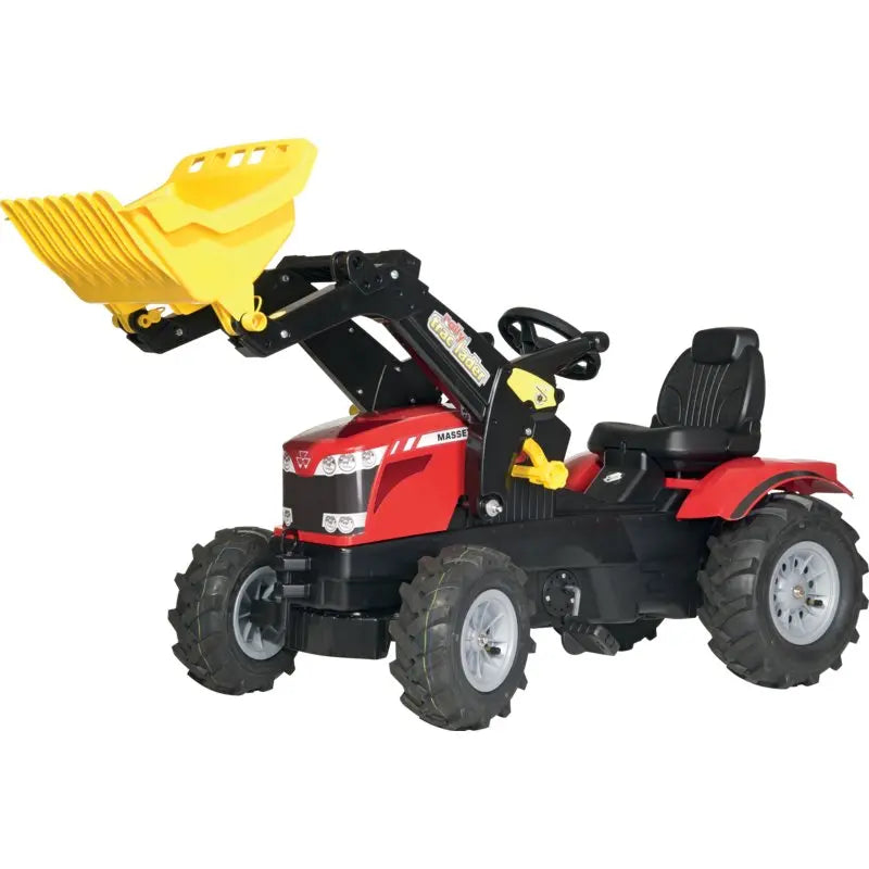 Massey Ferguson 7726 Kindertraktor mit Frontlader von rollytoys in Rot-Grau seitlich