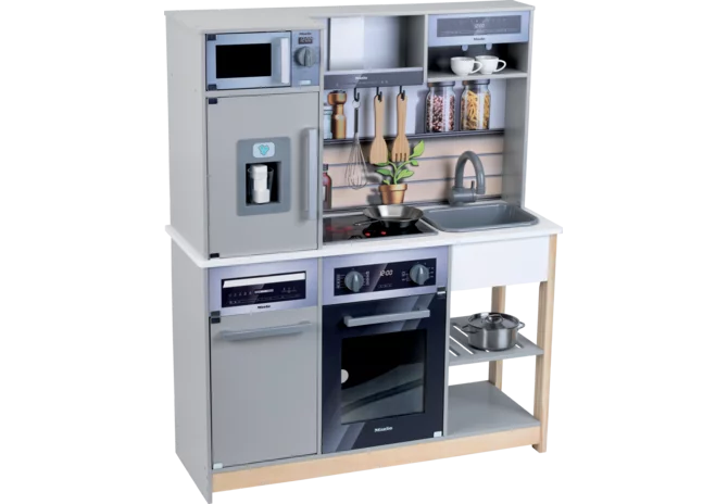 Miele Family Holzküche Spielzeug von klein, große Holzspielküche für Kinder ab 3 Jahren
