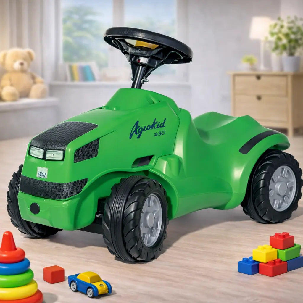 RollyToys Minitrac Deutz-Fahr Agrokid Traktor-Rutschfahrzeug in grün-gelber Optik für Kinder ab 1 Jahr