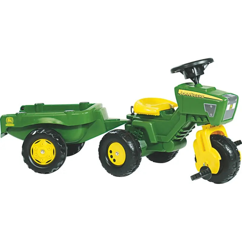 John Deere Trettraktor mit Anhänger rollytoys in Grün und Gelb für Kinder