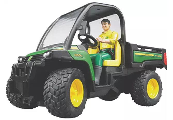 Bruder John Deere Gator 855D mit Fahrer Spielzeug im Maßstab 1:16
