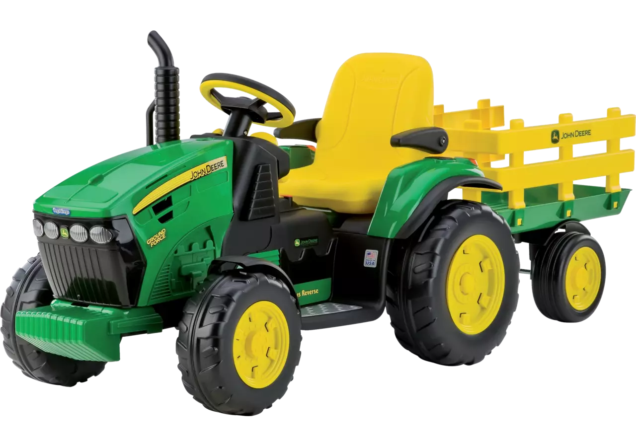 Peg-Perego John Deere Elektro-Traktor mit Anhänger für Kinder ab 3 Jahren
