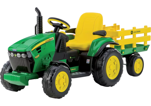 Peg-Perego John Deere Elektro-Traktor mit Anhänger für Kinder ab 3 Jahren
