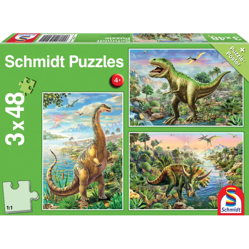 Schmidt Spiele Puzzle Abenteuer mit den Dinosauriern – Kinderpuzzle Frontansicht
