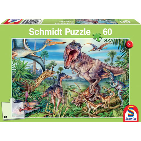Schmidt Spiele Puzzle Bei den Dinosauriern – Kinderpuzzle für Urzeitfans ab 5 Jahren