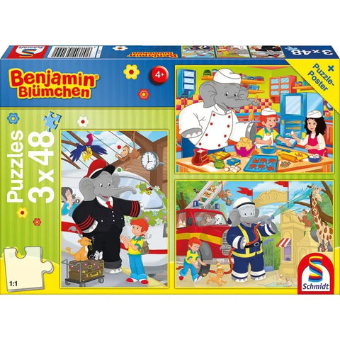 Puzzle Benjamin Blümchen immer im Einsatz Schmidt Spiele – Frontansicht des Kinderpuzzles
