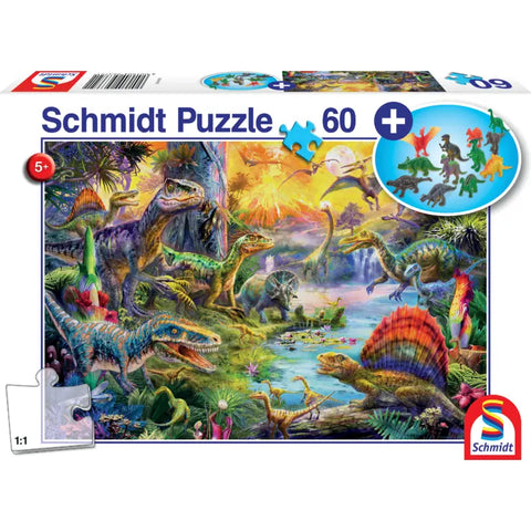 Dinosaurier Puzzle mit Dinosaurier Figuren Set Schmidt Spiele – Kinderpuzzle ab 5 Jahren
