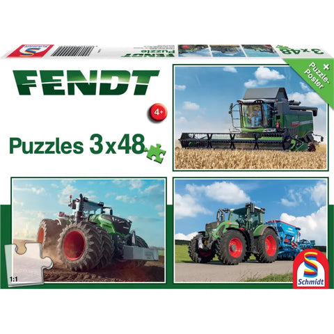 Puzzle Fendt Traktoren & Mähdrescher Schmidt Spiele – Frontansicht der Verpackung