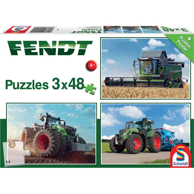 Puzzle Fendt Traktoren & Mähdrescher Schmidt Spiele – Frontansicht der Verpackung