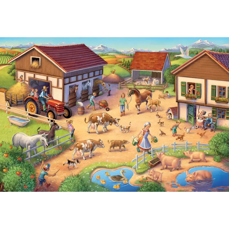 Puzzle Lustiger Bauernhof Schmidt Spiele mit buntem Bauernhof-Motiv und Figuren-Set