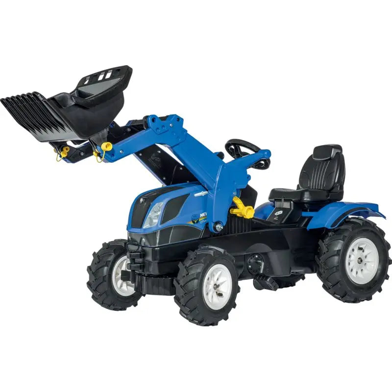 rollyFarmTrac New Holland T7 mit Lader und Luftreifen – Kindertraktor in Blau von rollytoys