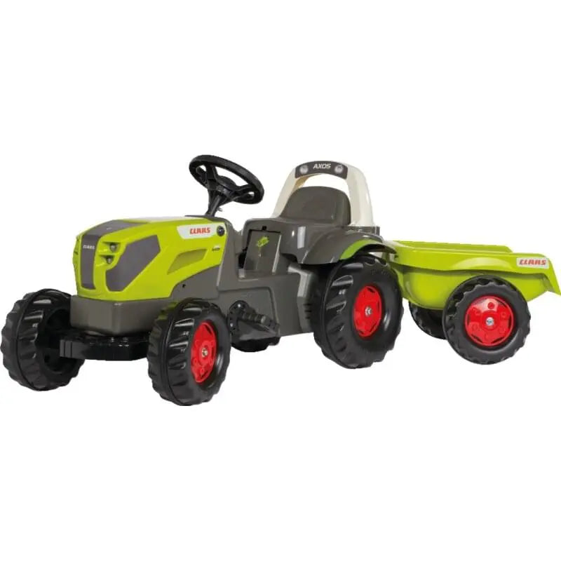 rollyKid Claas Axos Kindertraktor mit Anhänger in Grün von rollytoys