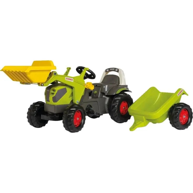 rollyKid Claas Axos mit Lader und Anhänger – Kindertraktor von rollytoys in Grün