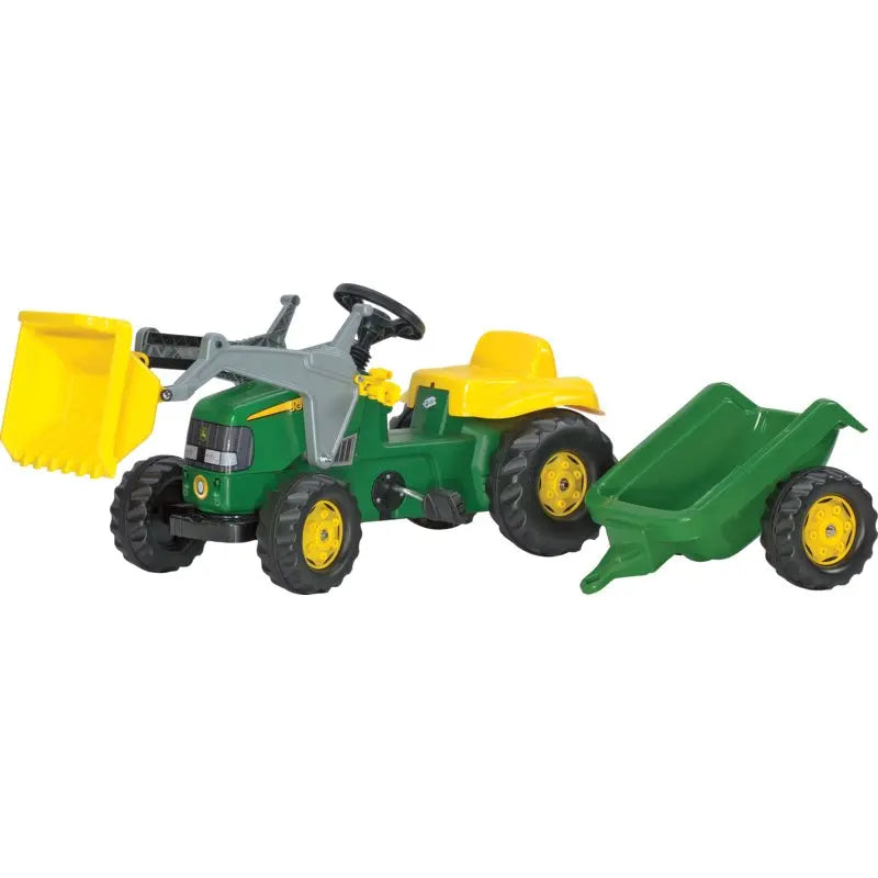 rollyKid John Deere Kindertraktor mit Lader und Anhänger in Grün für Kinder ab 3 Jahren