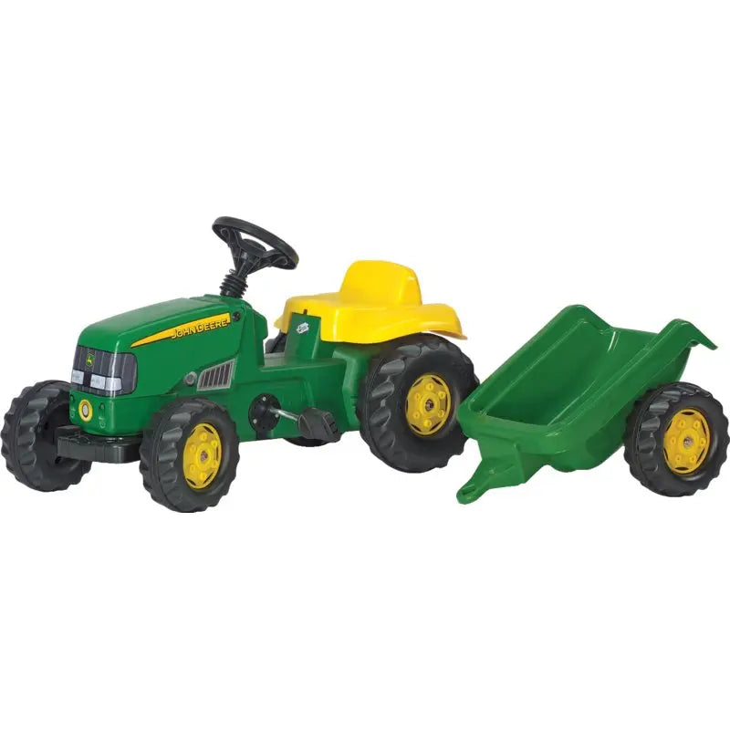 rollyKid John Deere Trettraktor mit Anhänger in Grün-Gelb für Kinder ab 2,5 Jahren