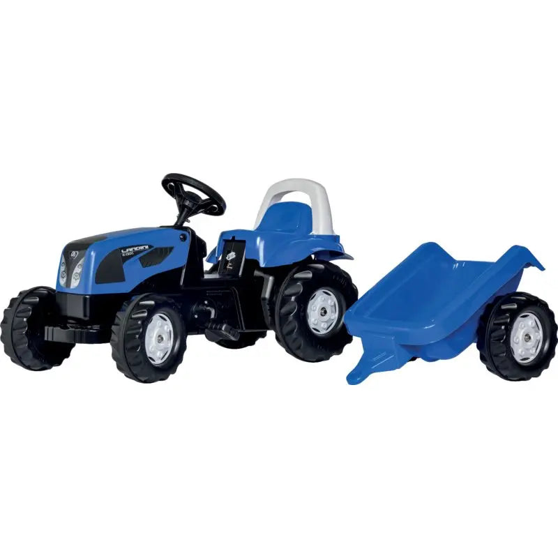 rollyKid Landini Power Farm 100 mit Anhänger – Aufsitztraktor von rollytoys, seitliche Ansicht