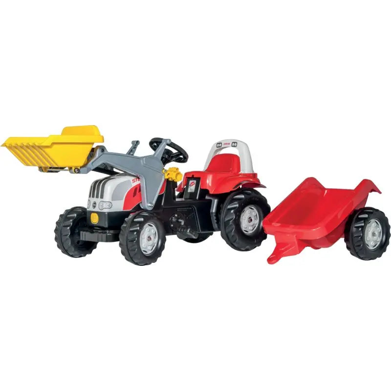 rollytoys rollyKid Steyr 6165 CVT mit Lader und Anhänger – Tretfahrzeug für Kinder ab 2,5 Jahren rollytoys