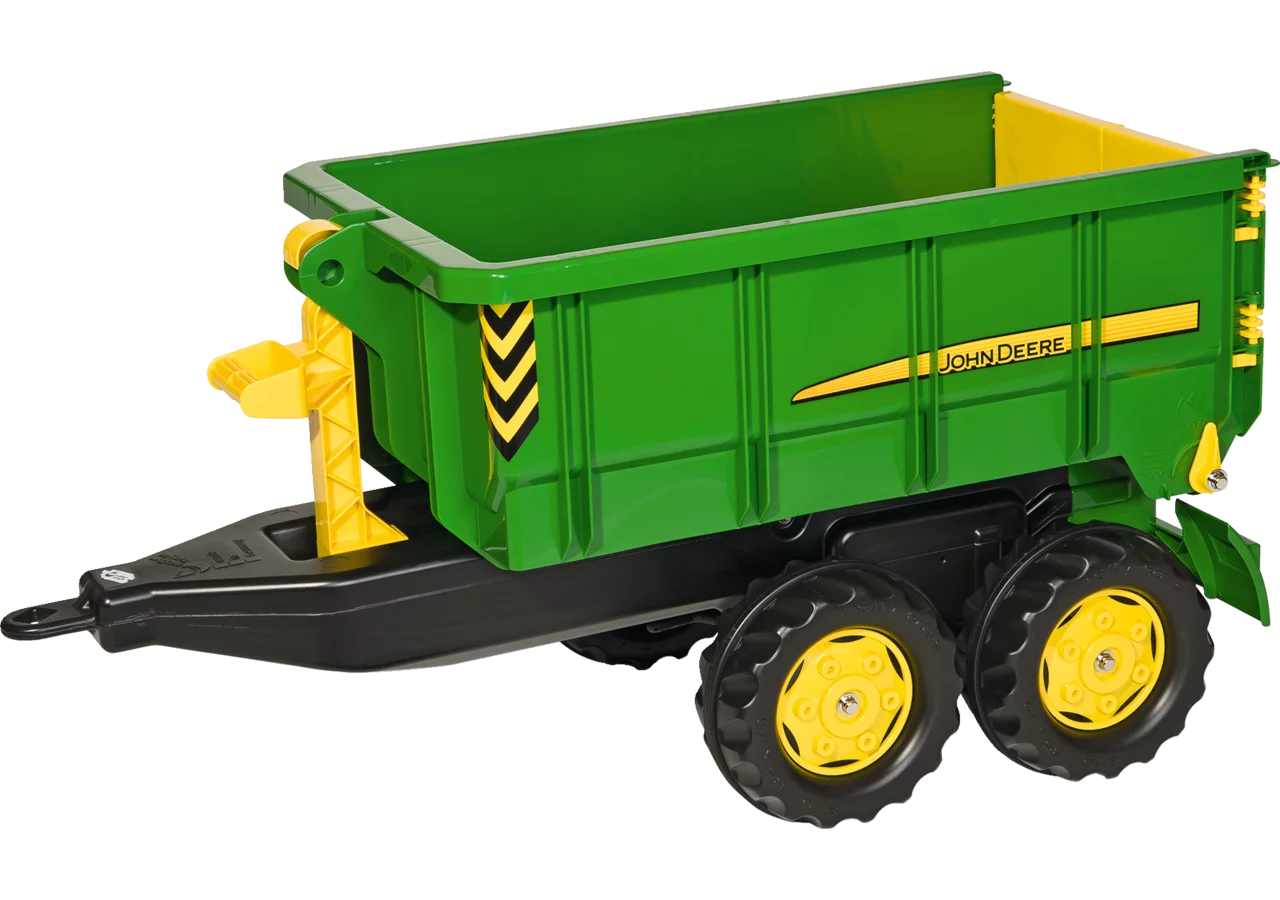 Containerkipper John Deere Spielzeuganhänger von rollytoys in Grün-Gelb

