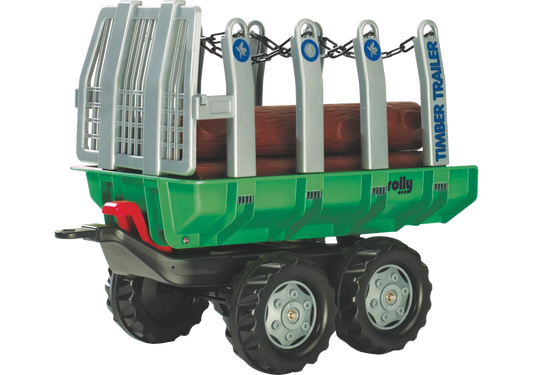 Rollytoys Holzanhänger mit Tandemachse und Rundhölzern für Kinder ab 3 Jahren
