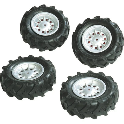 RollyToys Luftbereifung 310x95 mm silberne Felge – 4er-Set für Trettraktoren
