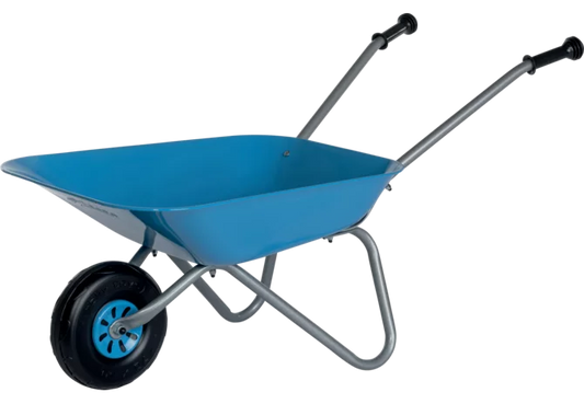 RollyToys Metallschubkarre Blau für Kinder ab 3 Jahren, stabile Outdoor-Schubkarre
