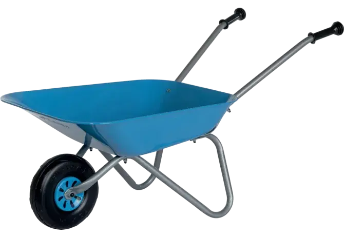 Metallschubkarre RollyToys Blau 271764 – stabile Kinderschubkarre für Garten und Sandkasten