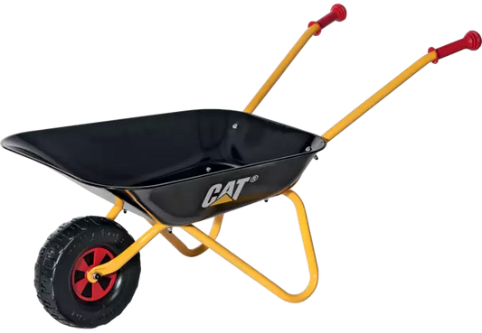 RollyToys Metallschubkarre CAT in Schwarz für Kinder ab 2,5 Jahren, robuste Baustellen-Spielschubkarre
