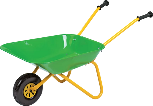 RollyToys Metallschubkarre Grün für Kinder ab 2,5 Jahren, robuste Outdoor-Schubkarre
