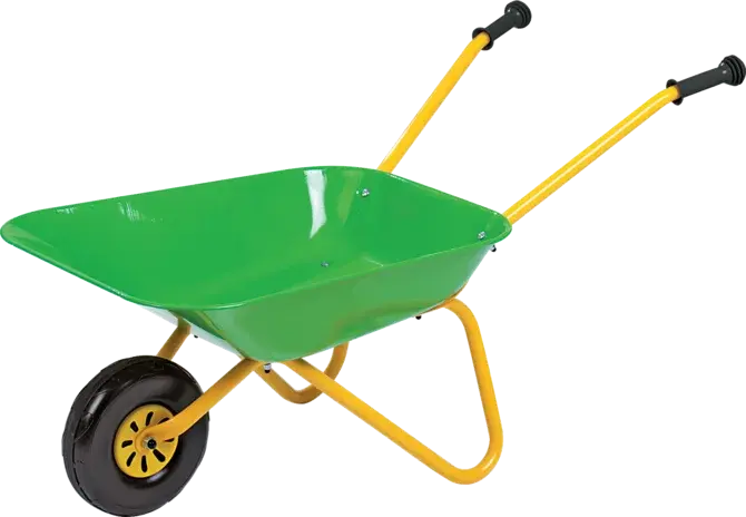 Metallschubkarre RollyToys Grün 271801 – robuste Kinderschubkarre für den Garten