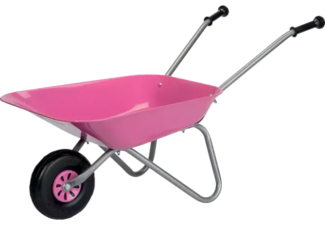 Rosa Metallschubkarre von RollyToys für Kinder, stabile Spielschubkarre
