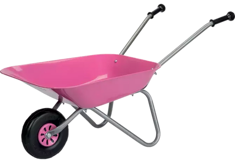 RollyToys Metallschubkarre Rosa 274802 – stabile Kinderschubkarre in Pink für Garten und Sandkasten