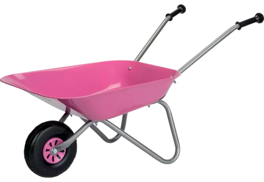 Rosa Metallschubkarre von RollyToys für Kinder, stabile Spielschubkarre
