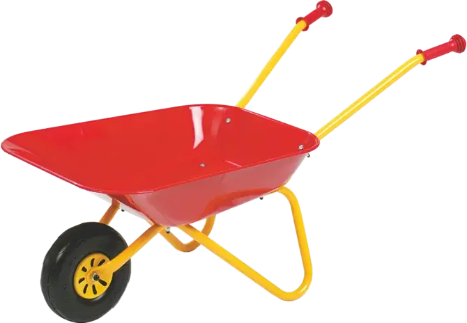 RollyToys Metallschubkarre in Rot für Kinder, stabile Spielschubkarre für Garten und Outdoor

