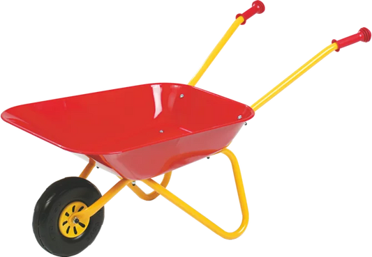 RollyToys Metallschubkarre in Rot für Kinder, stabile Spielschubkarre für Garten und Outdoor

